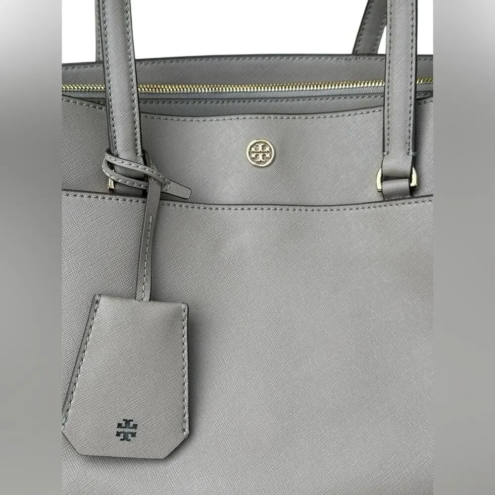 Tory Burch Gray Leather Parker Tote Bag